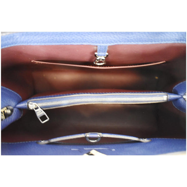 LOUIS VUITTON Capucines MM Taurillon Leather Satchel Bag Blue