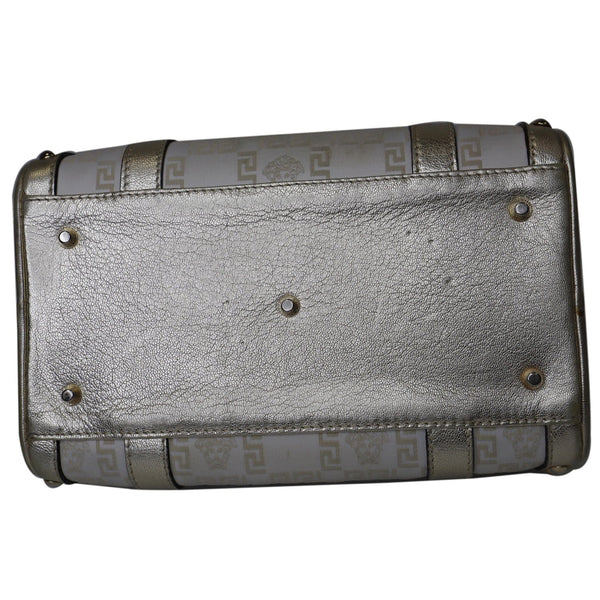 VERSACE Snap Out Of It Medusa Jacquard Boston Handbag Silver