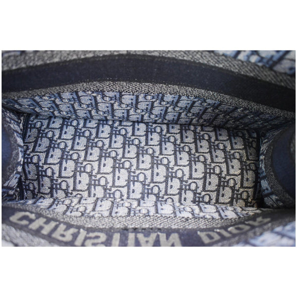 CHRISTIAN DIOR Book Medium Oblique Embroidery Tote Bag Blue