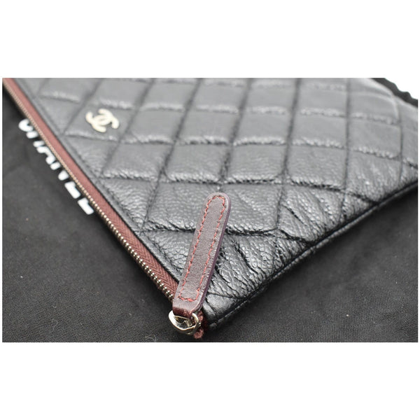 CHANEL Caviar Leather O-Case Zip Pouch Black