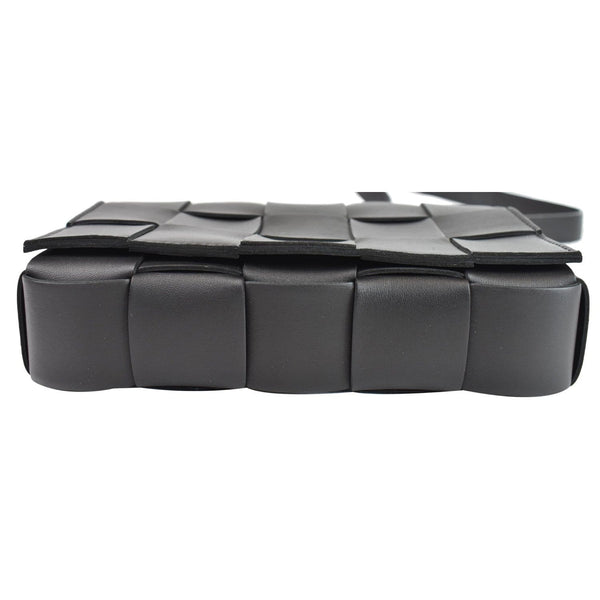 BOTTEGA VENETA Cassette Maxi Lambskin Crossbody Bag Black