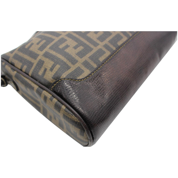 FENDI Roma Coated Canvas Leather Crossbody Bag Brown