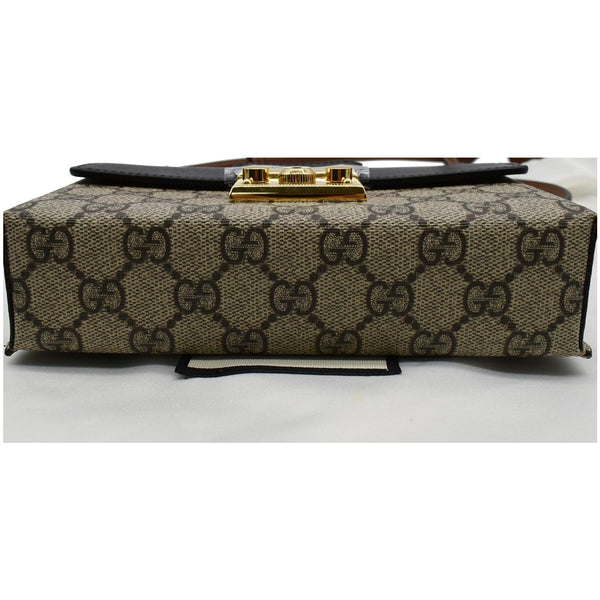 GUCCI Padlock Mini GG Supreme Canvas Top Handle Crossbody Bag Beige 652683