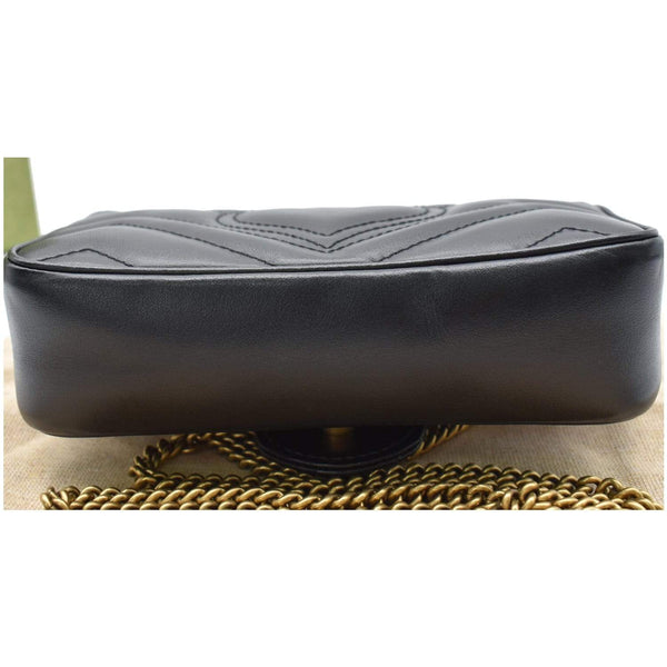 GUCCI Marmont Super Mini Matelasse Leather Crossbody Bag Black