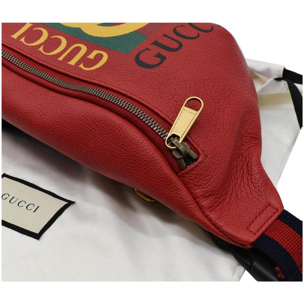 GUCCI Print Medium Leather Belt Waist Bum Bag Red 530412