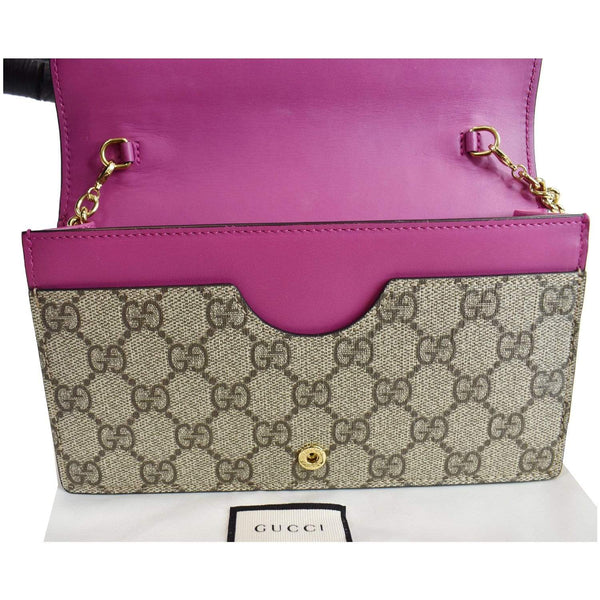 Gucci GG Supreme Chain Wallet Clutch Bag Red For Women - opened view