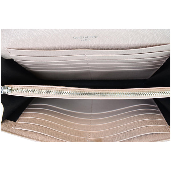 YVES SAINT LAURENT Monogram Grain De Poudre Chain Wallet Rose Pink