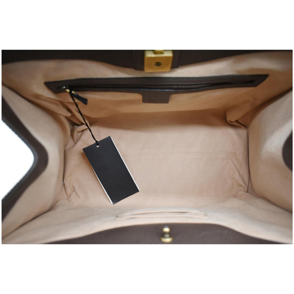 GUCCI Butterfly Linea Totem Leather Large Top Handle Shoulder Bag Brown 500772