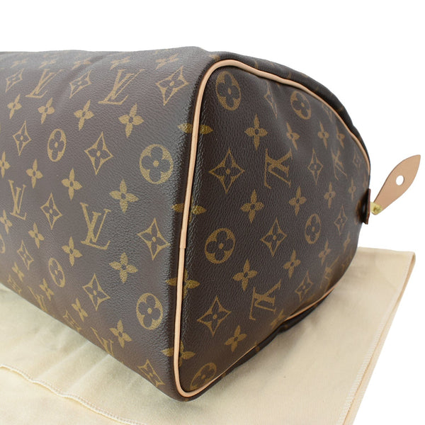 LOUIS VUITTON Speedy 35 Monogram Canvas Satchel Bag Brown