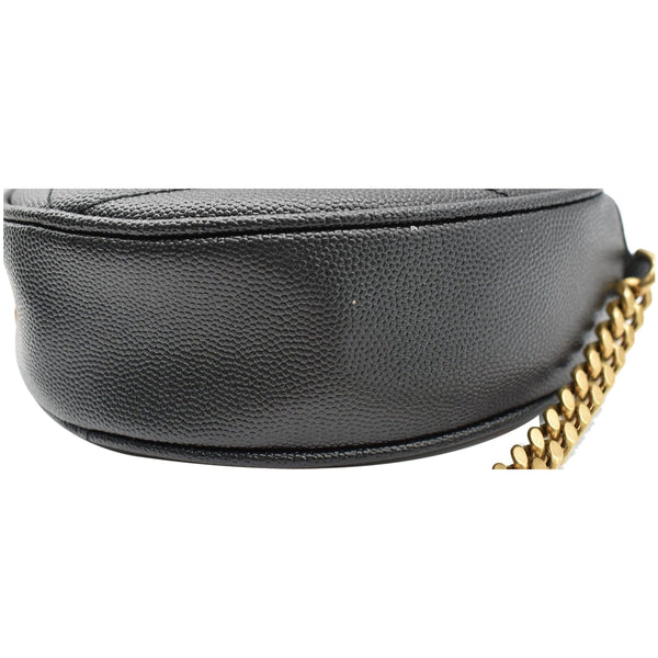 YVES SAINT LAURENT Vinyle Round Chevron Leather Crossbody Bag Black