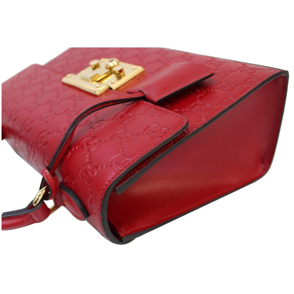 GUCCI Padlock Small Signature Top Handle Crossbody Bag Red 453188