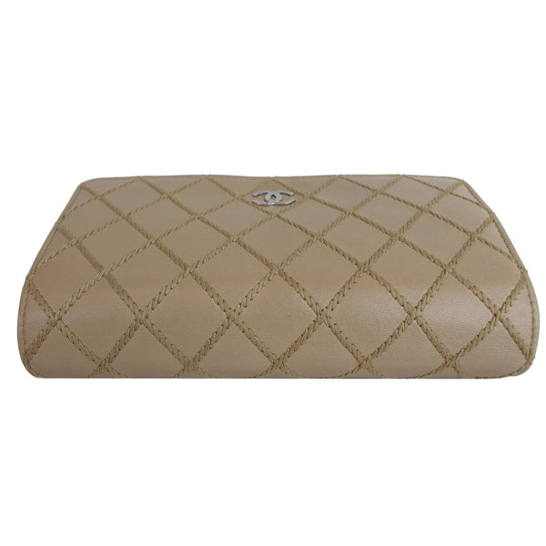 CHANEL Diamond Stitch Wallet On Chain Calfskin WOC Crossbody Bag Beige