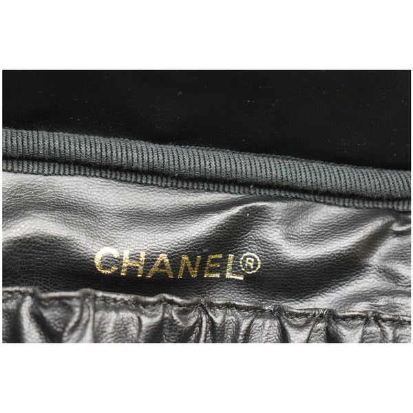 CHANEL Vintage Vanity Case Leather Chain Cosmetic Bag Black