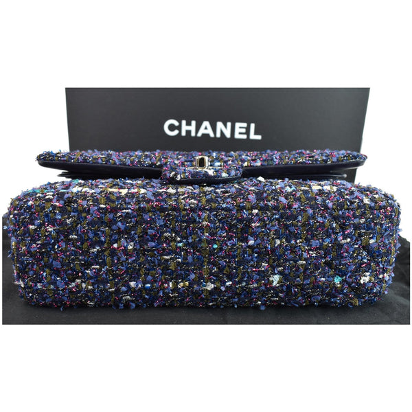 CHANEL Classic Double Flap Tweed Fabric Shoulder Bag Multicolor