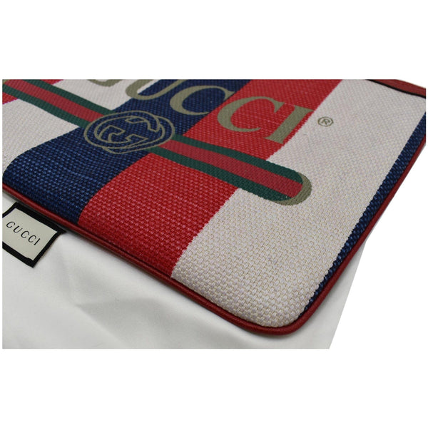 GUCCI Linea Merida Web Stripe Canvas Zip Pouch Multicolor 524788