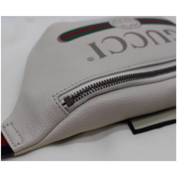 GUCCI Print Small Leather Belt Waist Bum Bag White 527792