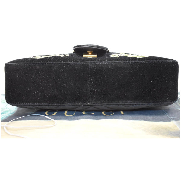 GUCCI Blind For Love Marmont Embroidered Velvet Shoulder Bag Black 443496