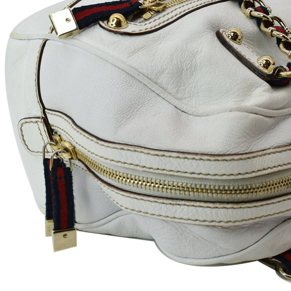 GUCCI Capri Large Leather Bowler Bag White 153013
