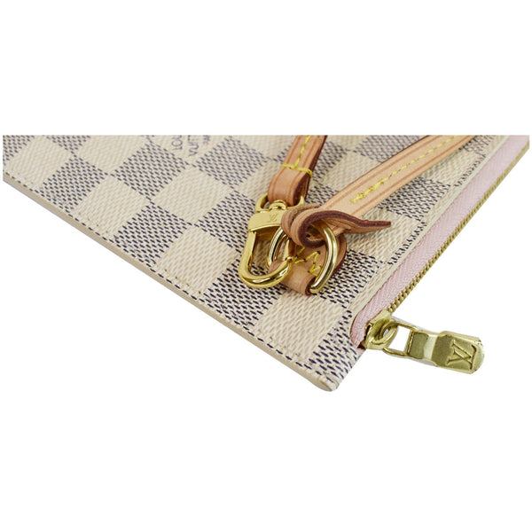 Louis Vuitton Wristlet Pouch Damier Azur Neverfull MM focused view