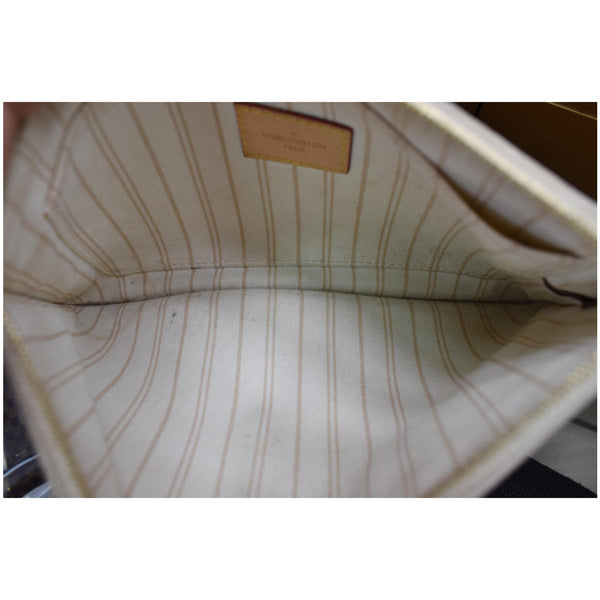 LOUIS VUITTON Neverfull MM Damier Azur Pochette Wristlet Pouch White