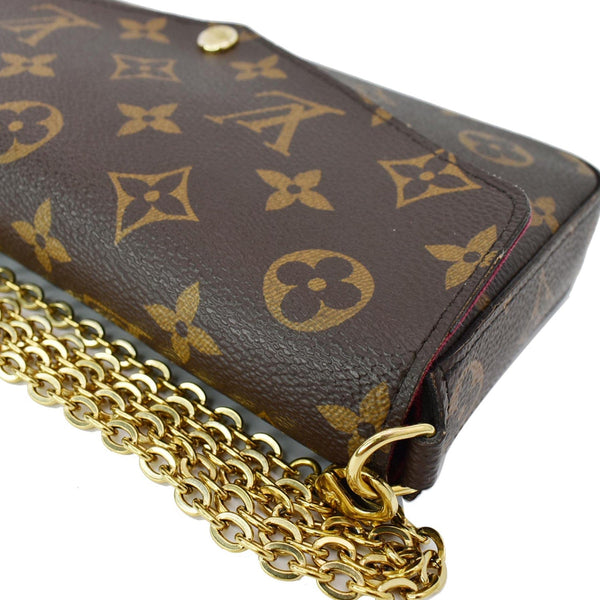 LOUIS VUITTON Felicie Monogram Canvas Pochette Crossbody Bag Brown