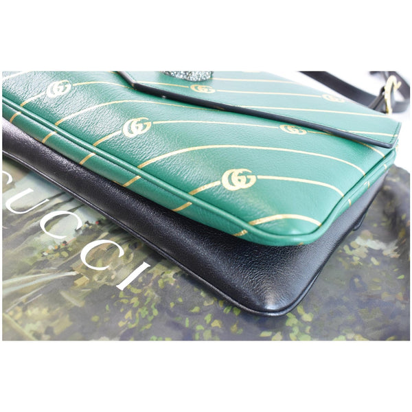 GUCCI Thiara Medium Double Smooth Leather Shoulder Bag Green/Black 524822