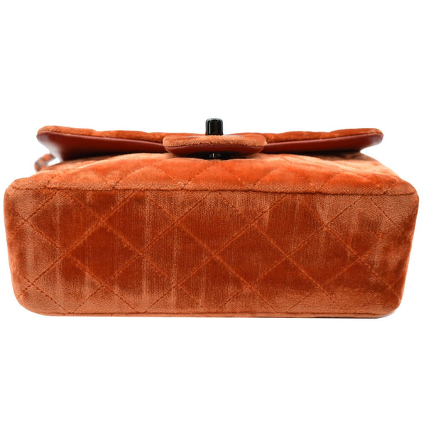 Chanel Small Flap Quilted Velvet Crossbody Bag bottom view