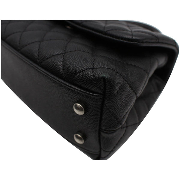 Chanel Coco Mini Top Lizard Handle Caviar Leather Bag metal feet