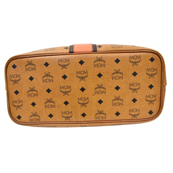 MCM Visetos Rudic Canvas Shopper Tote Bag Cognac Orange