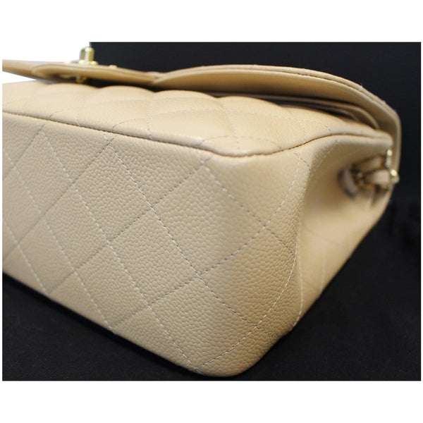 CHANEL Jumbo Double Flap Caviar Leather Shoulder Bag Beige