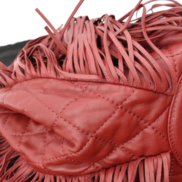 CHANEL Paris Dallas Drawstring Fringe Shoulder Bag Red