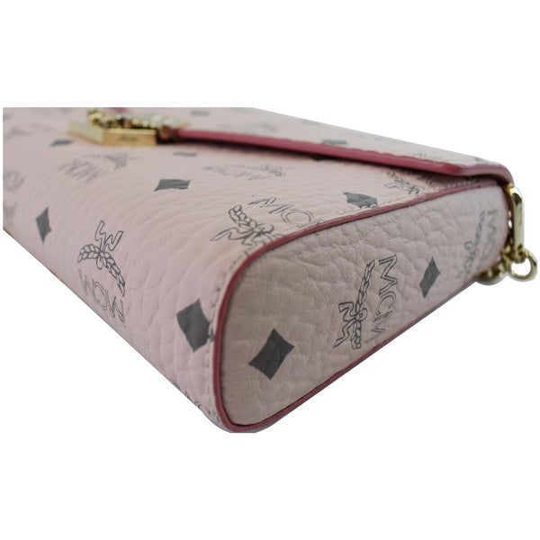 MCM Patricia Visetos Leather Crossbody Wallet Powder Pink