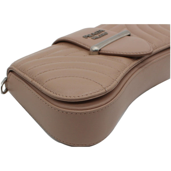 PRADA Mini Sidonie Nappa Diagramme Leather Chain Crossbody Bag Nude