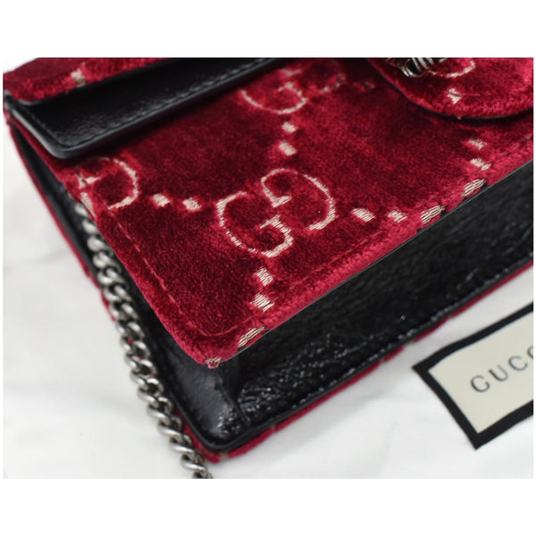 GUCCI Dionysus Super Mini GG Velvet Shoulder Bag Red 476432