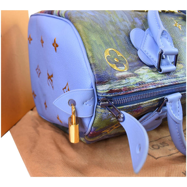 LOUIS VUITTON Masters Monet Speedy 30 Coated Canvas Satchel Bag Blue