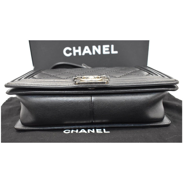 CHANEL Double Stitch Boy Flap Medium Calfskin Shoulder Bag Black