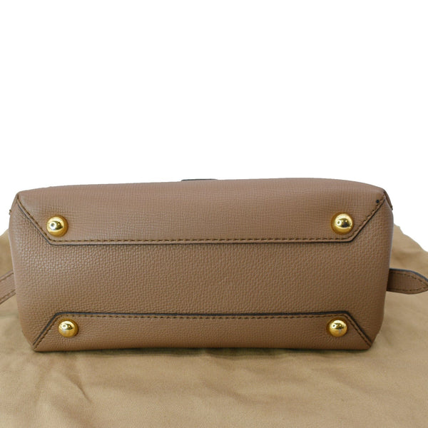 BURBERRY Medium Grainy House Check Leather Tote Shoulder Bag Dark Sand