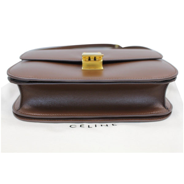 CELINE Medium Classic Box Calfskin Flap Crossbody Bag Brown