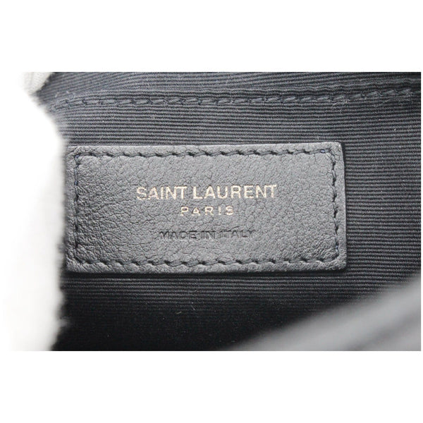 YVES SAINT LAURENT Vinyle Round Chevron Leather Camera Crossbody Bag Black