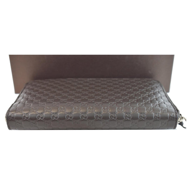 GUCCI Micro GG Guccissima Leather Zip Around XL Wallet Dark Brown 391465