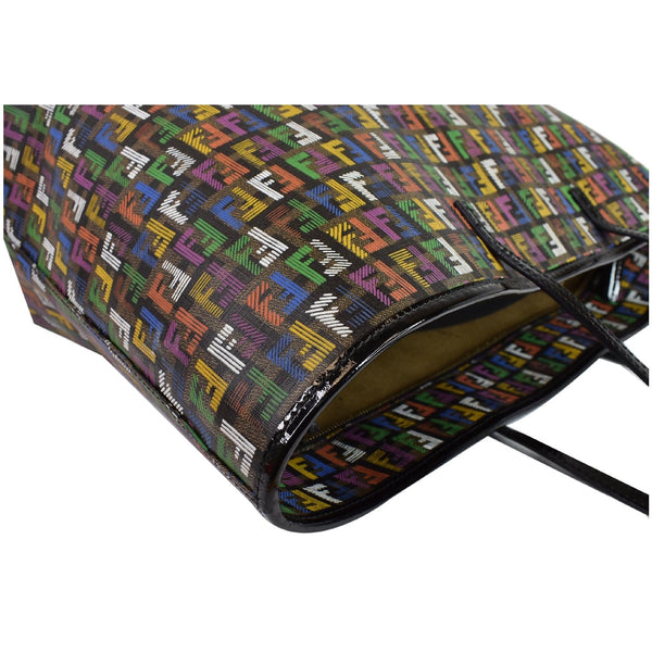 FENDI Zucca Print Roll Canvas Shoulder Tote Bag Multicolor