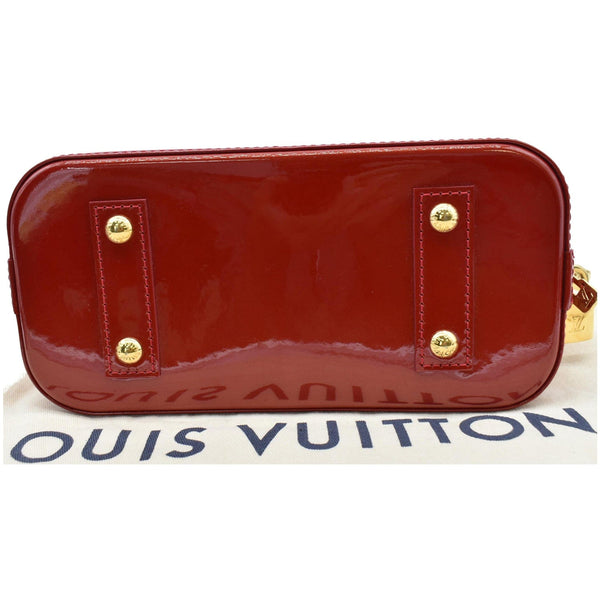 LOUIS VUITTON Rayures Alma BB Vernis Leather Satchel Crossbody Bag Pomme D'Amour