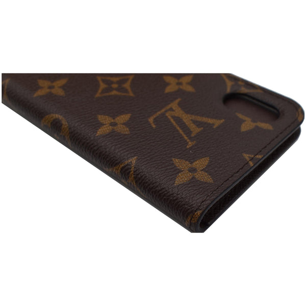 LOUIS VUITTON iPhone X Folio Monogram Canvas Phone Case Brown