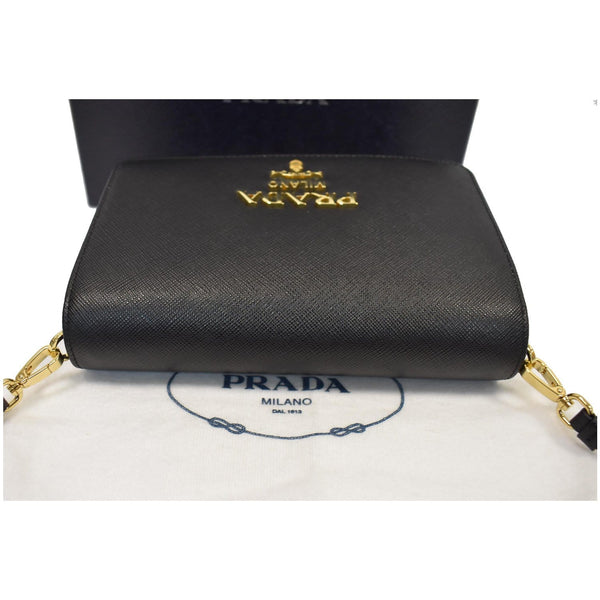 PRADA Saffiano Leather Mini Shoulder Bag Black
