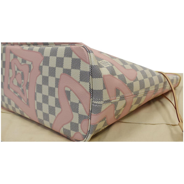 LOUIS VUITTON Neverfull MM Tahitienne Damier Azur Shoulder Bag Pink