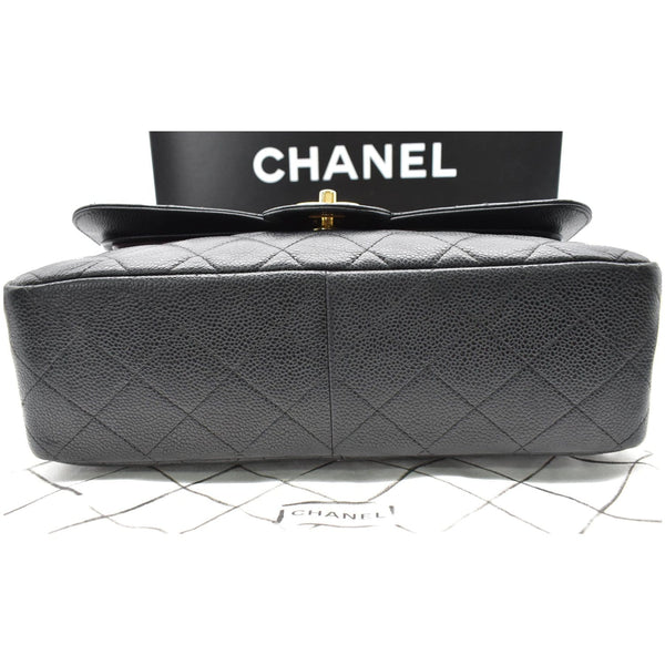 CHANEL Classic Jumbo Double Flap Caviar Leather Shoulder Bag Black