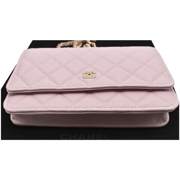 CHANEL CC WOC Caviar Leather Wallet On Chain Shoulder Bag Light Pink