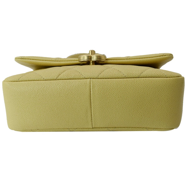 CHANEL Melody Flap Small Quilted Caviar Leather Shoulder Bag Yellow