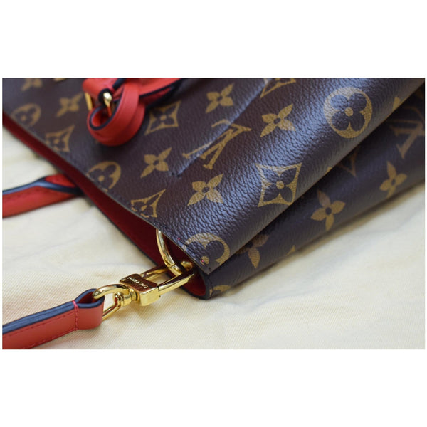 LOUIS VUITTON  Flower Monogram Canvas Tote Shoulder Bag Brown/Red
