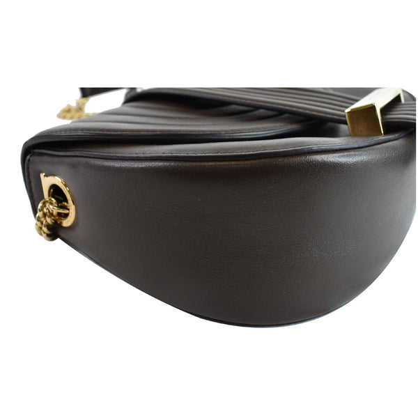 SALVATORE FERRAGAMO Rosette Leather Chain Crossbody Bag Chocolate Brown - Final Sale